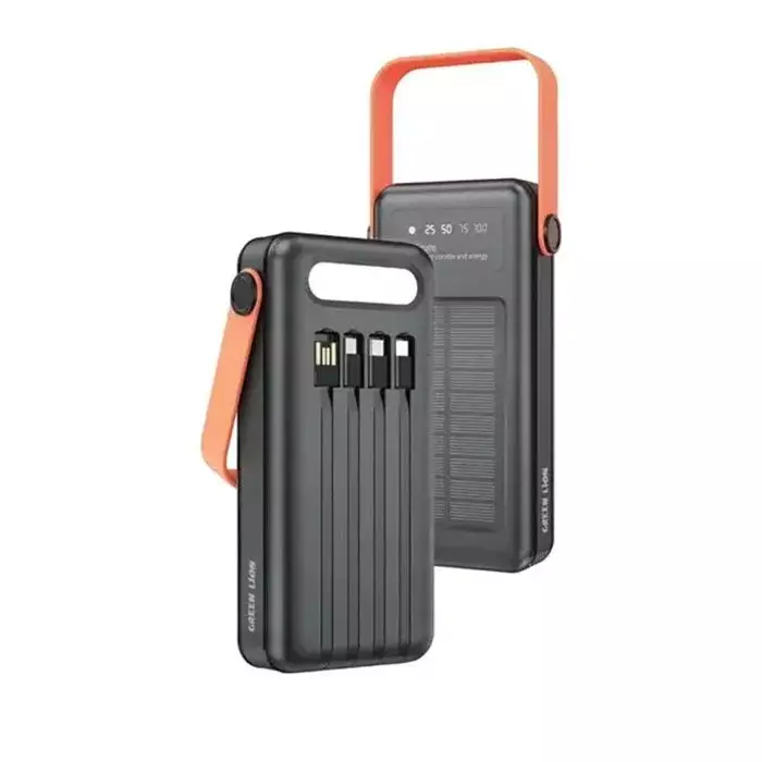 نمای پشت و جلوی  پاوربانک گرین لاین مدل Solar Portable ظرفیت 30000 میلی آمپر ساعت