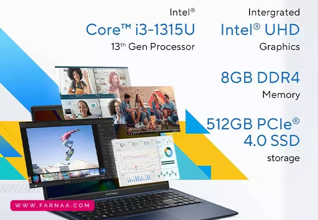 لپ تاپ ۱۵.۶ اینچی ایسوس مدلVivobook 15 X1504VA Nj816 Corei3 1315U 8GB 512GB