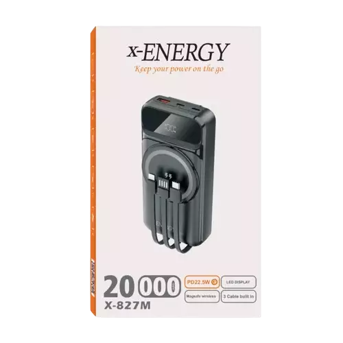 نمای داخل باکس  پاوربانک ایکس انرژی مدل X-827M 22.5W ظرفیت 20000 میلی آمپر ساعت