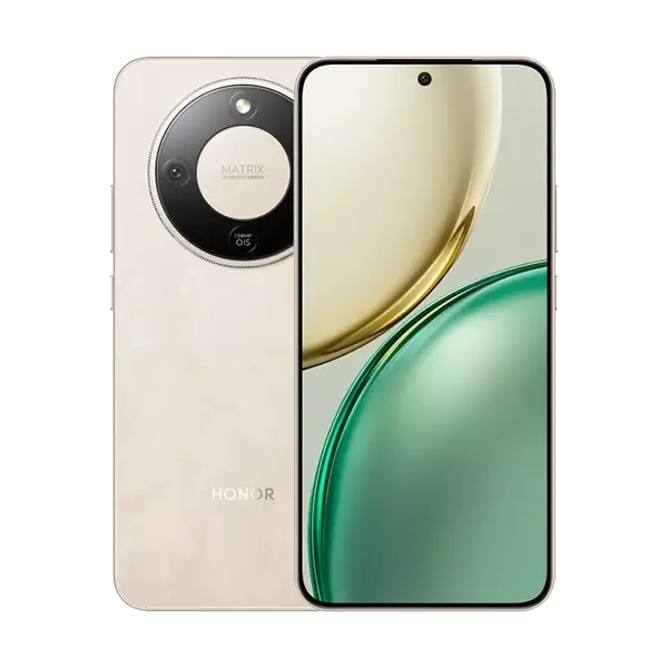 نمای پشت و جلوی گوشی موبایل آنر مدل X9d 5g رنگ طلایی