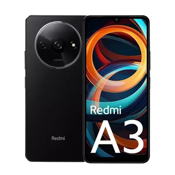 نمای جلو و پشت  گوشی موبایل شیائومی Redmi A3 ظرفیت 64 رم 3 گیگابایت مشکی