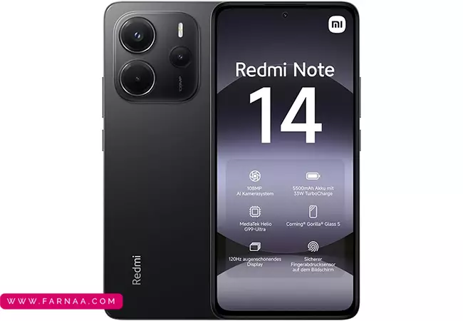 گوشی شیائومی Redmi Note 14 4G با ظرفیت 256 رم 8 گیگابایت (پک گلوبال)
