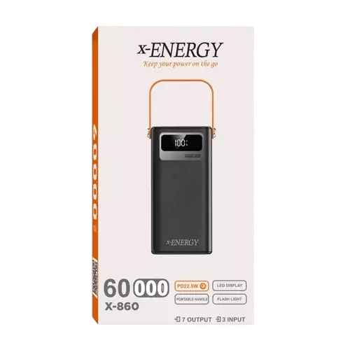 نمای داخل باکس  پاوربانک ایکس انرژی مدل X-860 22.5W ظرفیت 60000 میلی آمپر ساعت