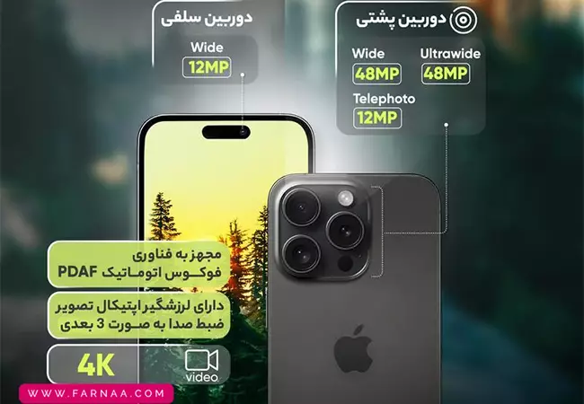 گوشی آیفون 16 پرو مکس دو سیم کارت با ظرفیت ۲۵۶ و رم 8 گیگ - پارت نامبر ZAA