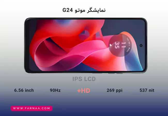 نمایشگر گوشی موبایل موتورولا مدل Moto G24 با ظرفیت 128 گیگ و رم 8 گیگابایت